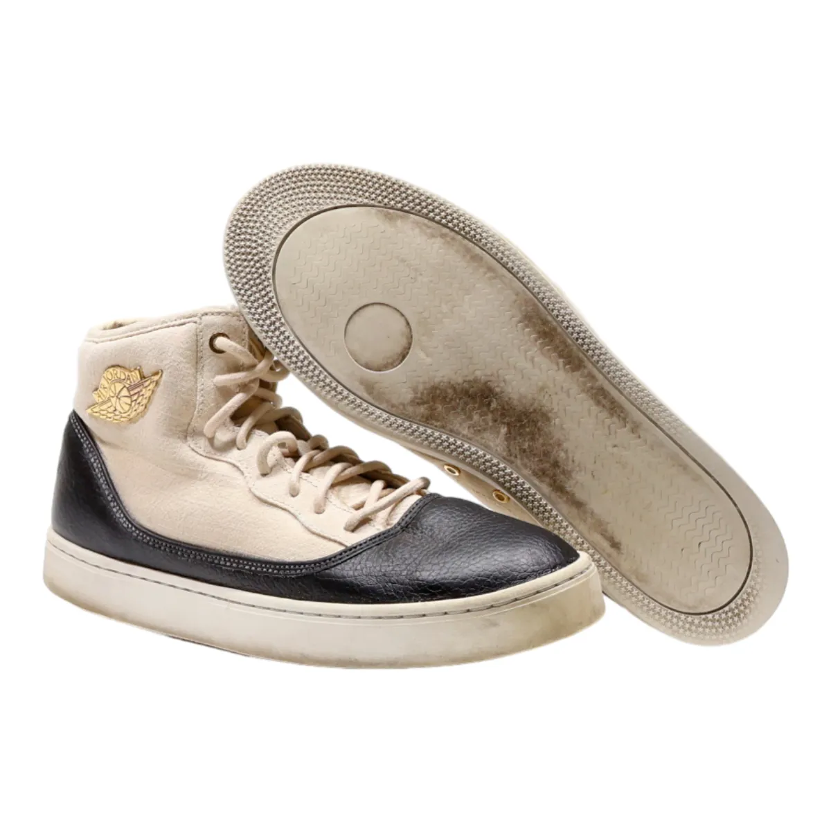 AIR JORDAN High Top Trainers Cream Synthetic Girls UK 6.5