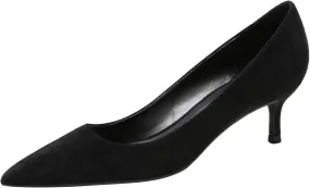 ANUFER Women's Velvet 5CM/8CM High Heels Elegant Pointed Toe Pumps Office Work Shoes