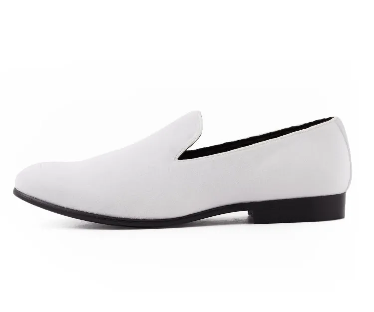 Aries Velvet Elegance Loafers Men’s White Vegan Velvet