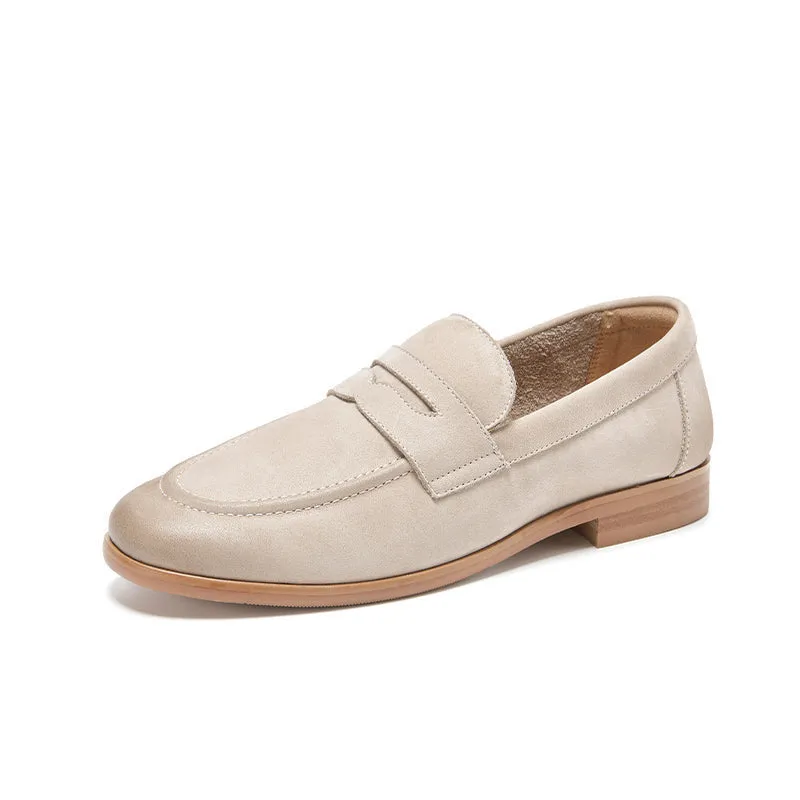 BeauToday Women's Handmade Nubuck Calfskin Penny Loafers for Summer Walking and Driving
