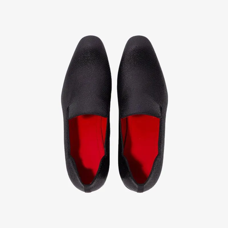 Black Flat Glitter Calf Loafers
