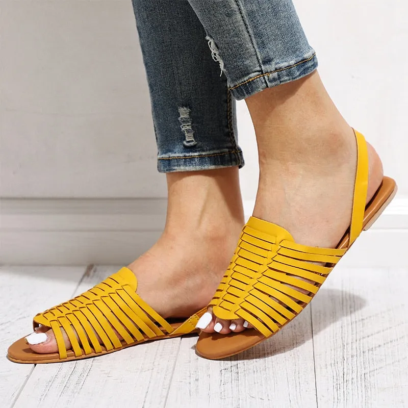Casual Weave Hollow Flat Slingback Sandal