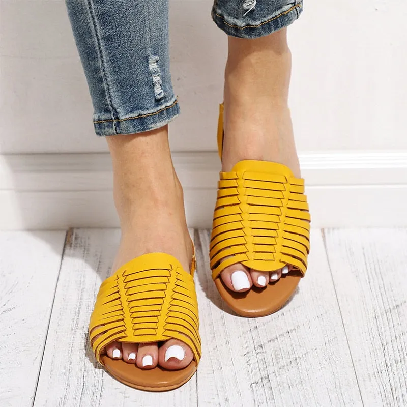 Casual Weave Hollow Flat Slingback Sandal