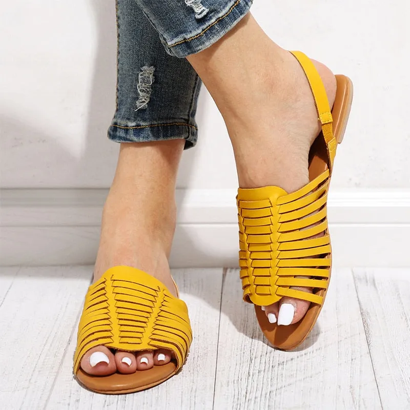 Casual Weave Hollow Flat Slingback Sandal