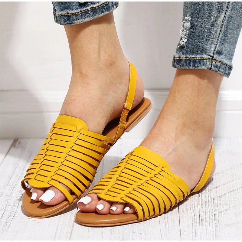 Casual Weave Hollow Flat Slingback Sandal