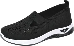 Cathalem Women's Slip on Sneakers Shoes Woven Orthopedic Breathable Soft Shoes Walking Diabetic Foam Shoes Hands Free Slip in