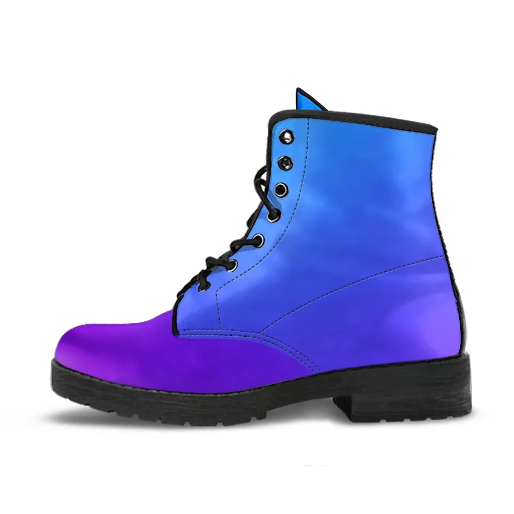 Combat Boots - Purple Ombre | Boho Shoes, Handmade Lace Up Boots, Vegan Leather Lace Up Boots Women, Purple Boots for Women