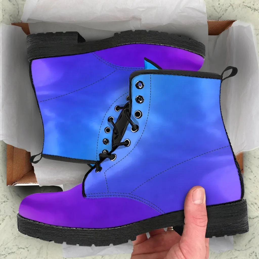Combat Boots - Purple Ombre | Boho Shoes, Handmade Lace Up Boots, Vegan Leather Lace Up Boots Women, Purple Boots for Women