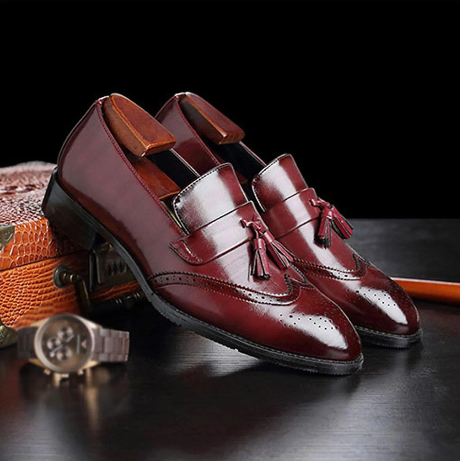 Dress Shoes for Men Leather Formal Business Oxford Derby Shoes Brogue Wingtip Retro Dress Shoes for Men
