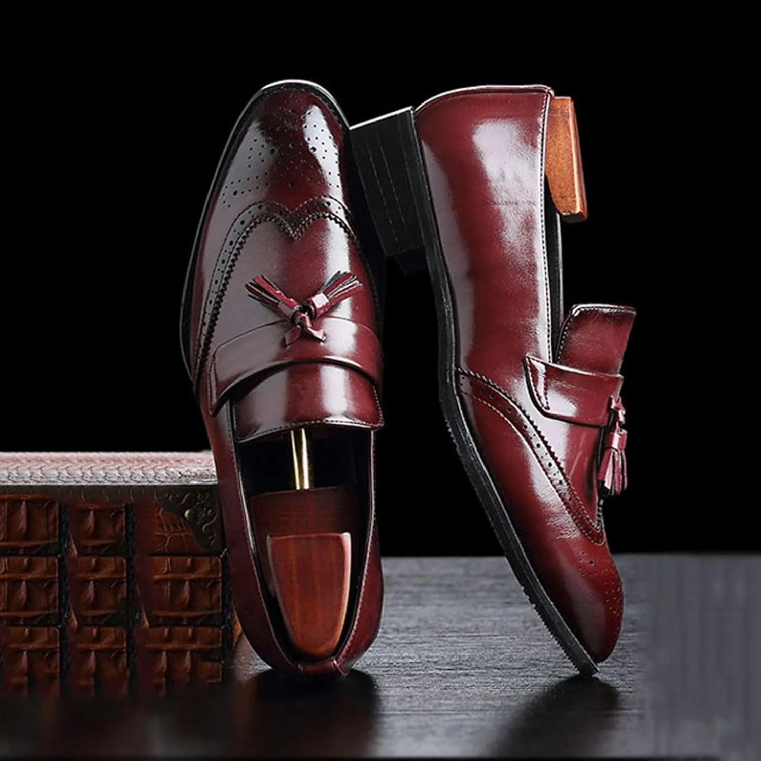 Dress Shoes for Men Leather Formal Business Oxford Derby Shoes Brogue Wingtip Retro Dress Shoes for Men