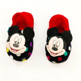 DS Polka Dots Mickey Face Black Slippers 3280
