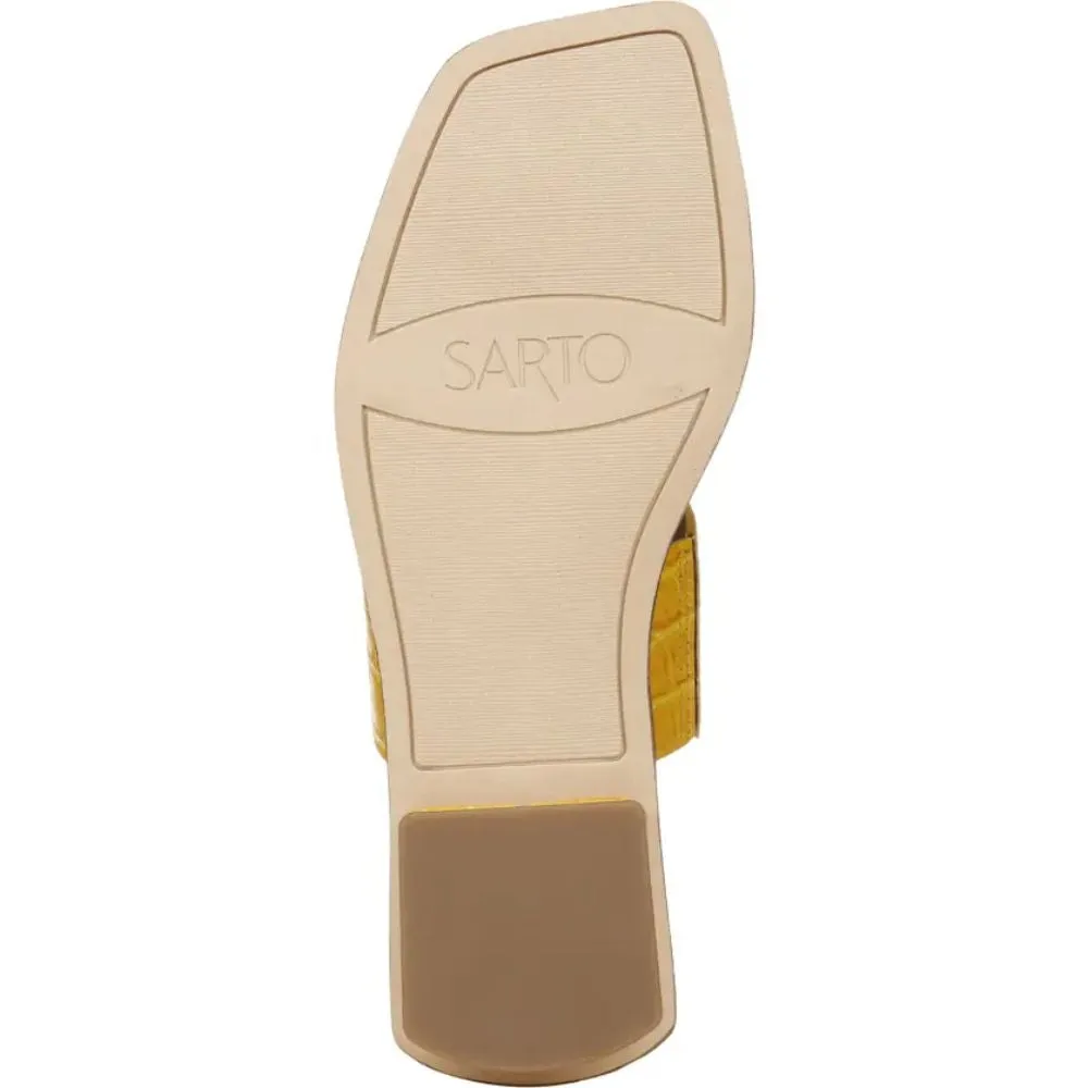 Ediana Yellow Crocodile Embossed Leather Franco Sarto Sandals