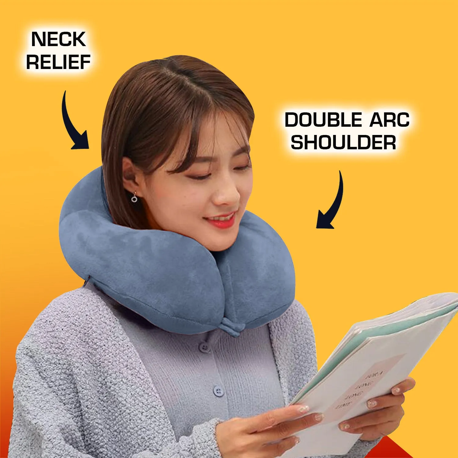 Fiber Filled Neck Pillow For Travel with Eye Mask