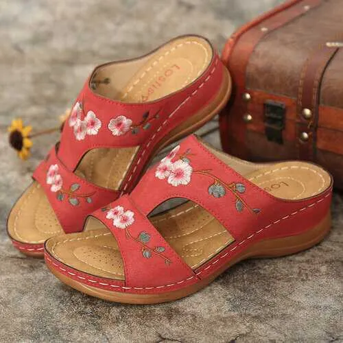 Flower Embroidered Casual Sandals