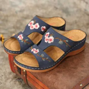 Flower Embroidered Casual Sandals