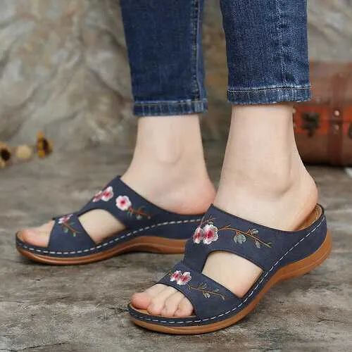 Flower Embroidered Casual Sandals