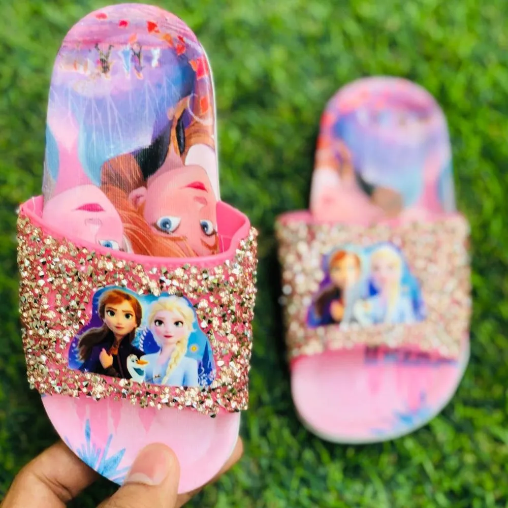 Frozen Light Pink Glitter Stones Top Slippers 2211