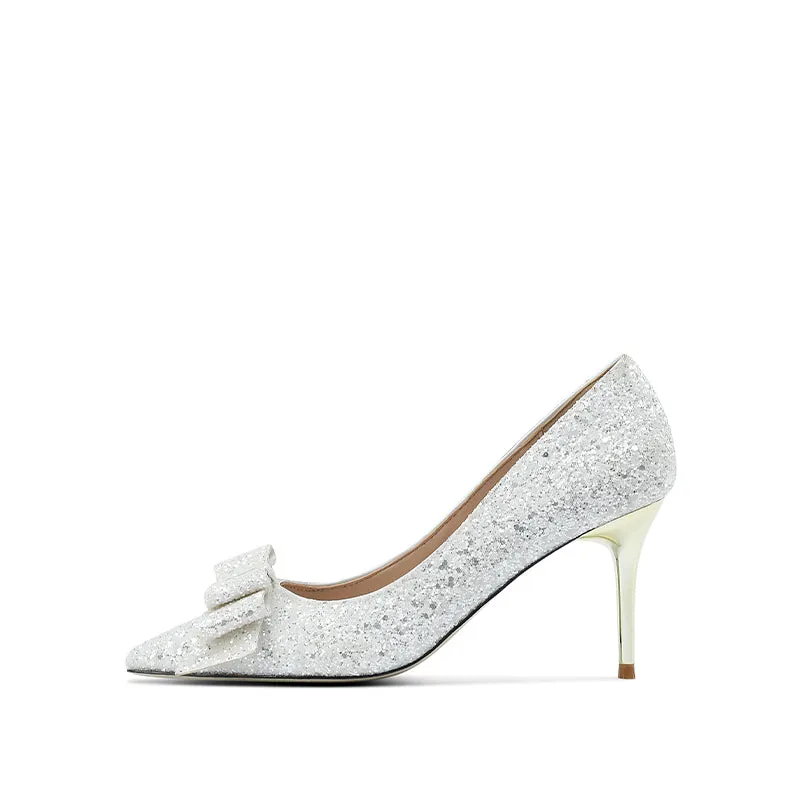 High Heels wedding party ladies Pumps Pointed Toe  Shiny Shoes