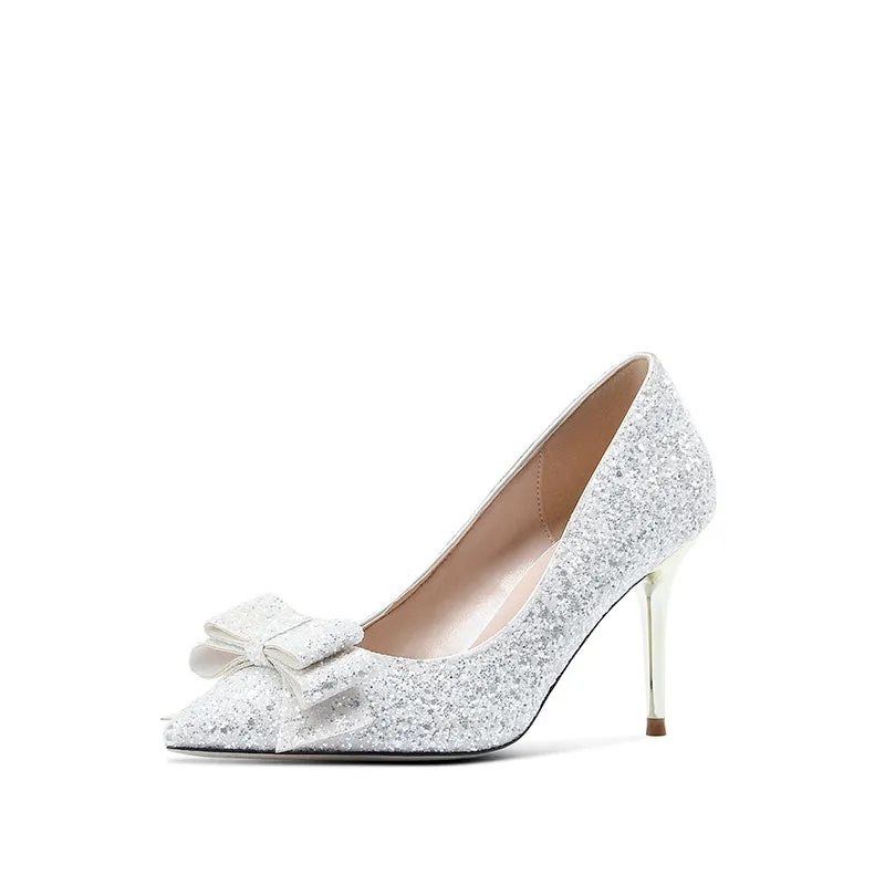 High Heels wedding party ladies Pumps Pointed Toe  Shiny Shoes