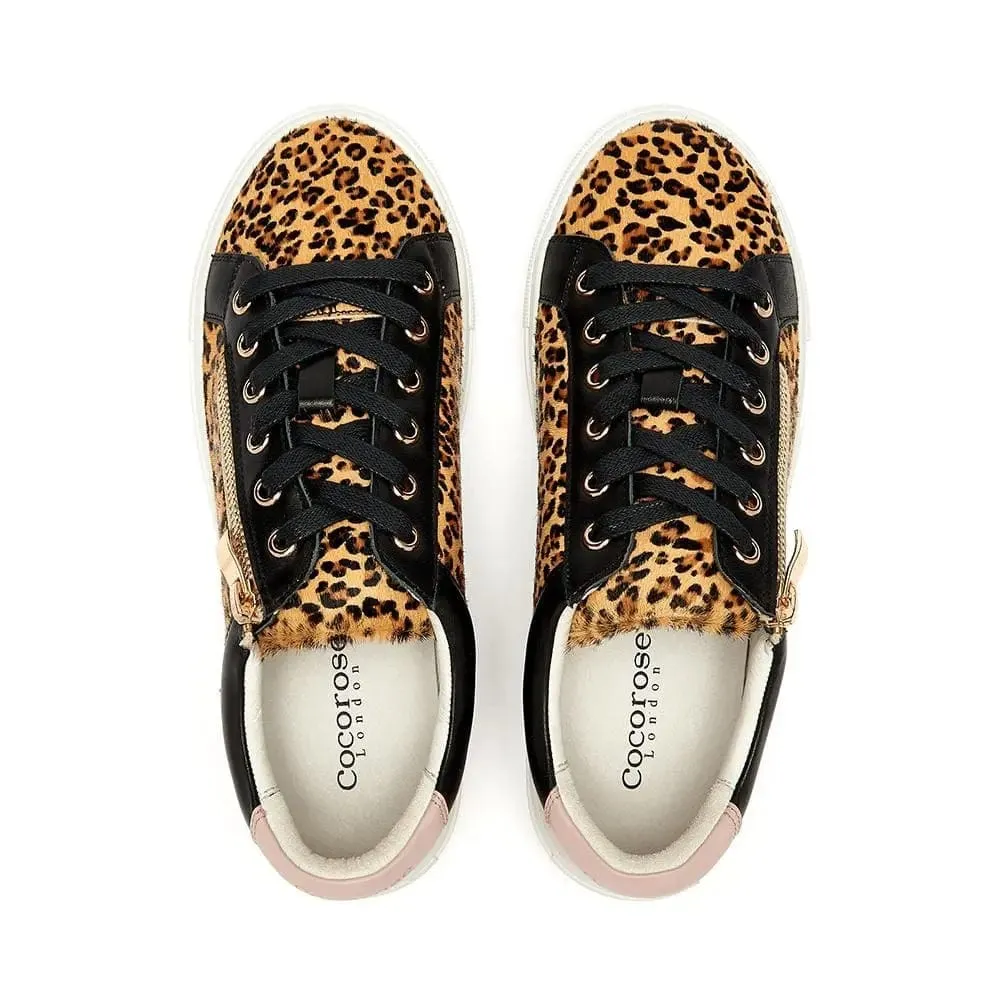Hoxton - Leopard Trainers with Zip and Black Trim