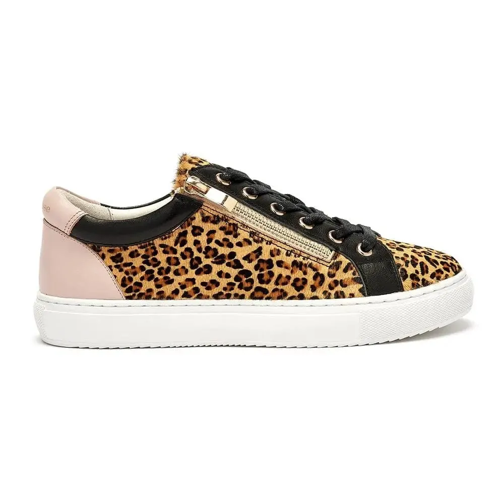 Hoxton - Leopard Trainers with Zip and Black Trim