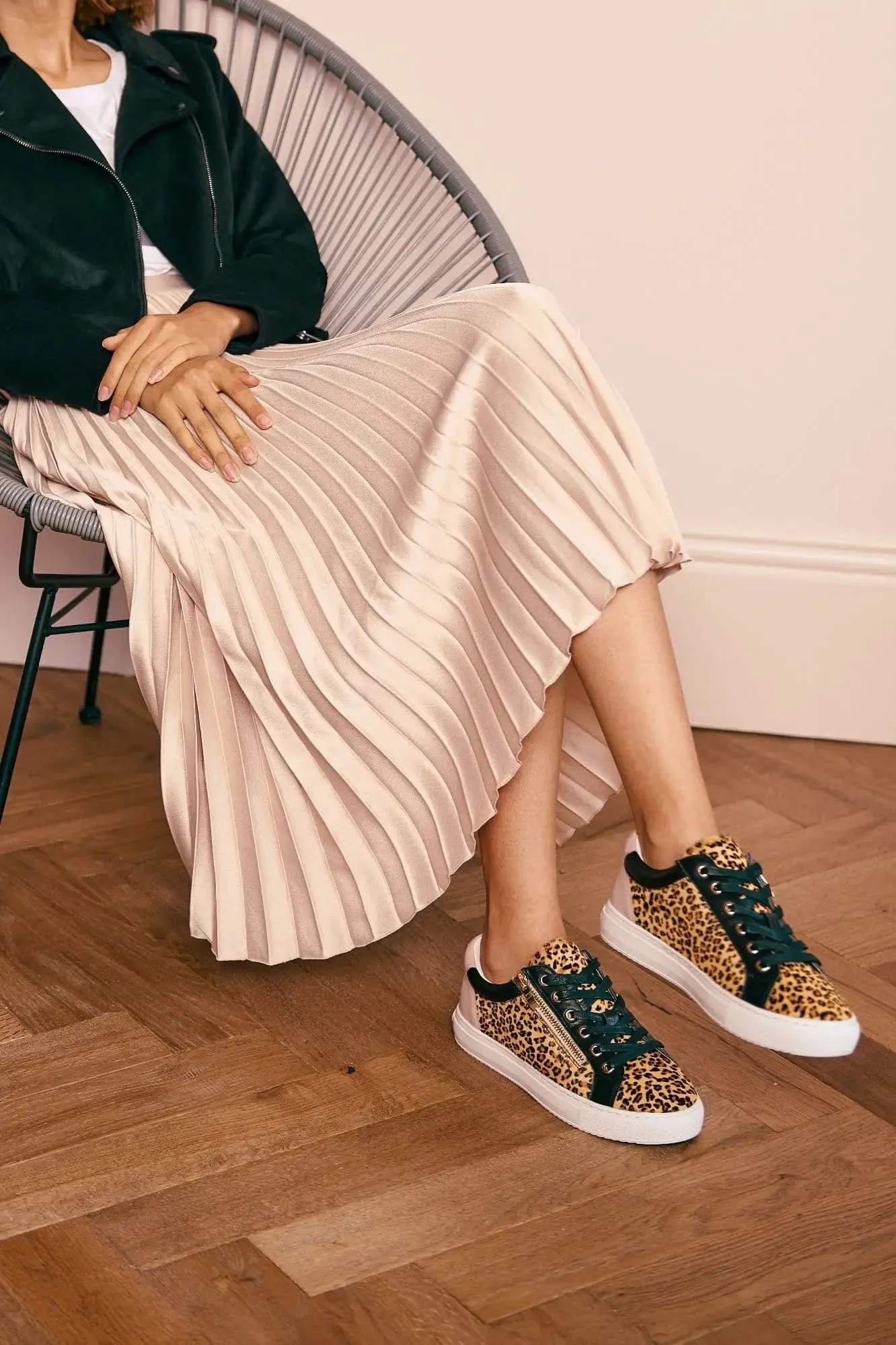 Hoxton - Leopard Trainers with Zip and Black Trim