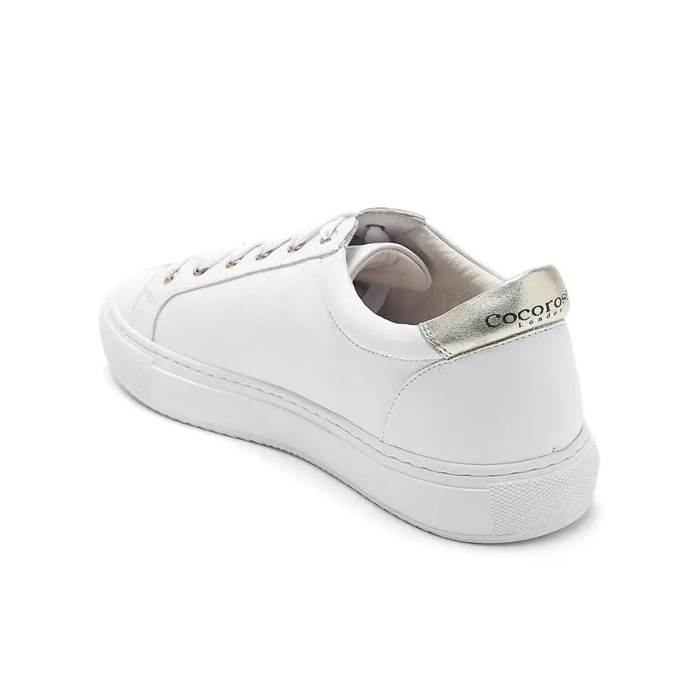 Hoxton - White with Gold Stars Leather Trainers