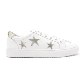 Hoxton - White with Gold Stars Leather Trainers