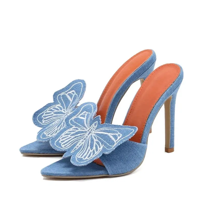 Large butterfly detail Thin High Heel mules