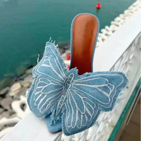 Large butterfly detail Thin High Heel mules