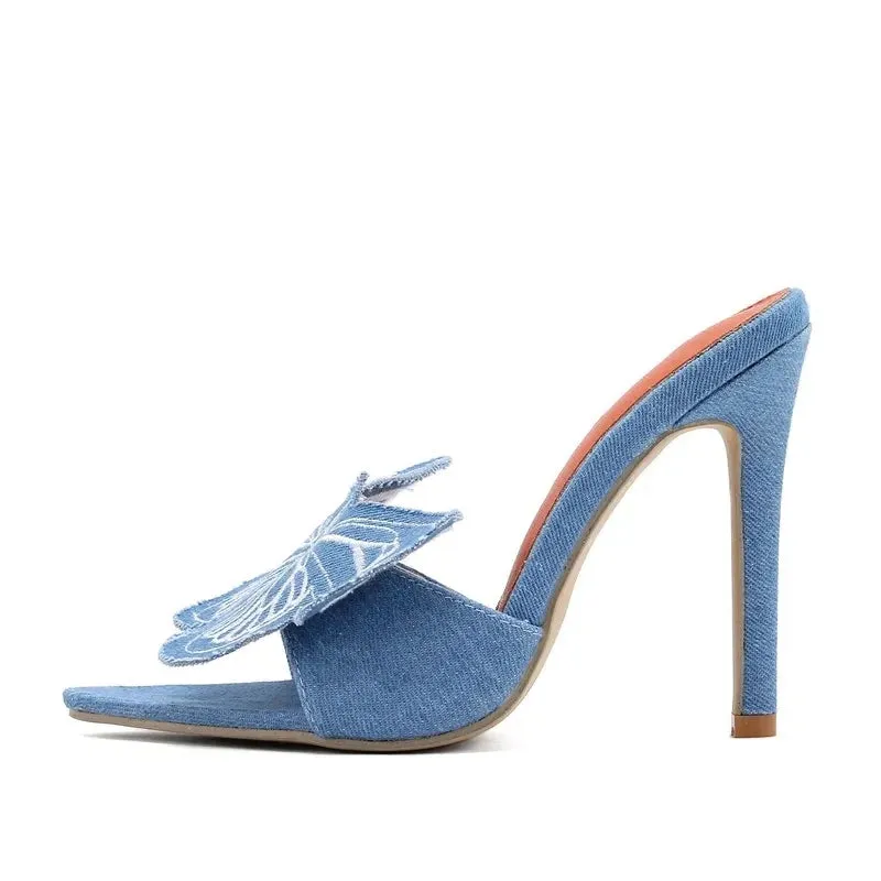 Large butterfly detail Thin High Heel mules