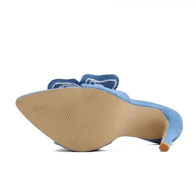 Large butterfly detail Thin High Heel mules