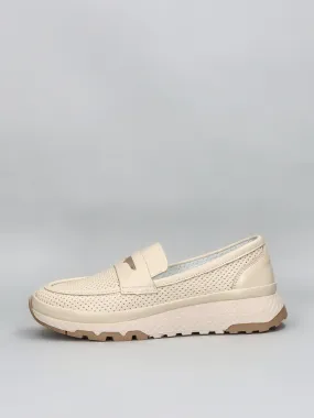 LEATHER MOCCASINS - BEIGE