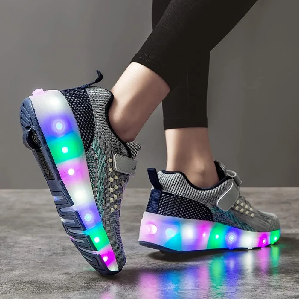 LED Light Up Roller Skates for Kids - Boys & Girls Shoes with Wheels - Colorful Light Shoes
