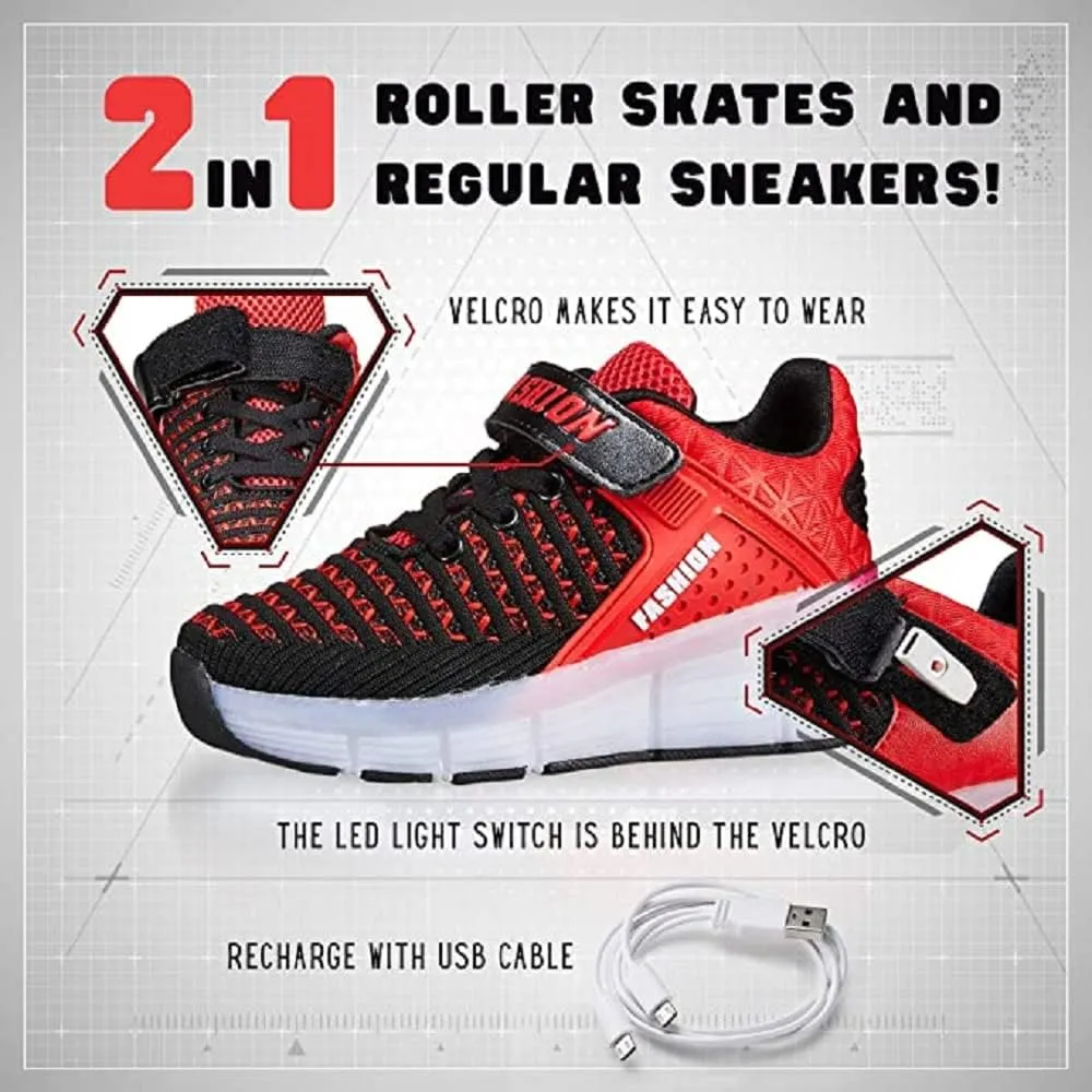 LED Light Up Roller Skates for Kids - Boys & Girls Shoes with Wheels - Colorful Light Shoes