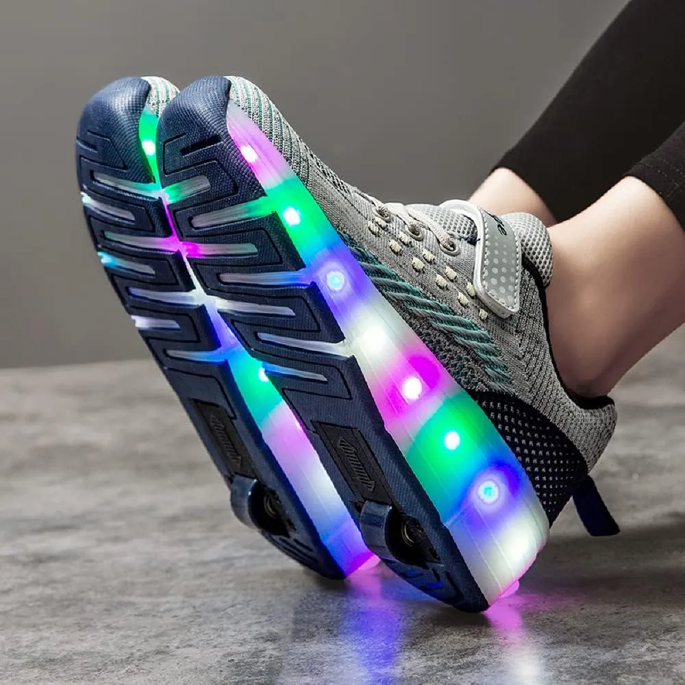 LED Light Up Roller Skates for Kids - Boys & Girls Shoes with Wheels - Colorful Light Shoes