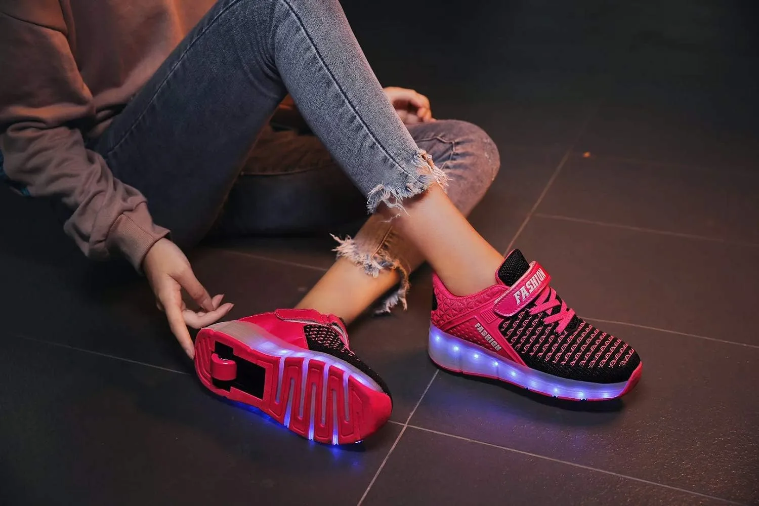 LED Light Up Roller Skates for Kids - Boys & Girls Shoes with Wheels - Colorful Light Shoes