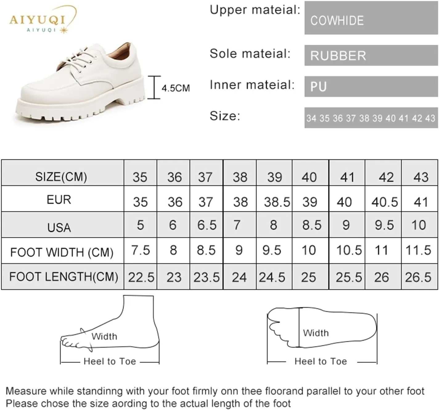 Loafers for Women Genuine Leather Women’s White Loafers Casual Round Toe Platform Shoes for Spring