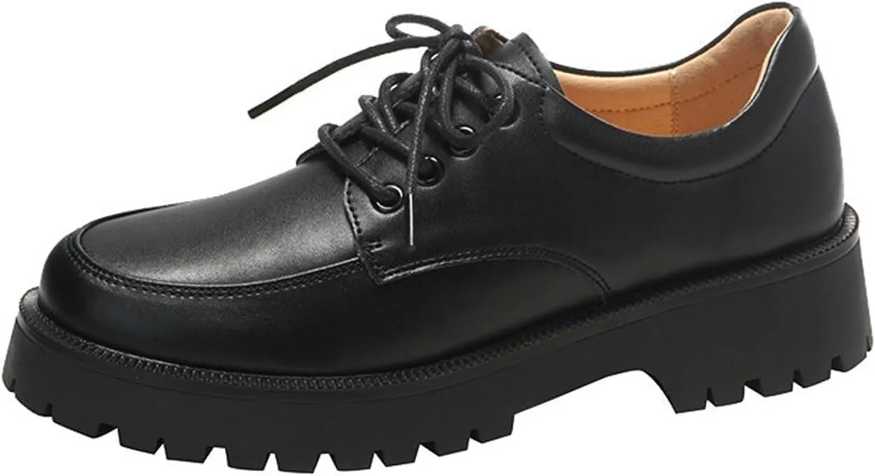Loafers for Women Genuine Leather Women’s White Loafers Casual Round Toe Platform Shoes for Spring