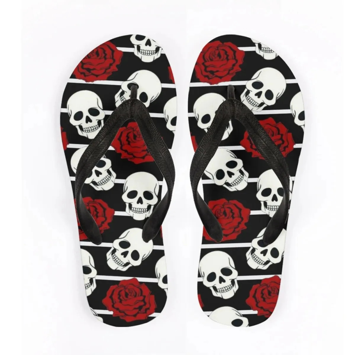 Men's Beach Skull Flip Flops Soft Non-Slip Summer Slippers Punk Hip Hop Sandals for Men & Boys