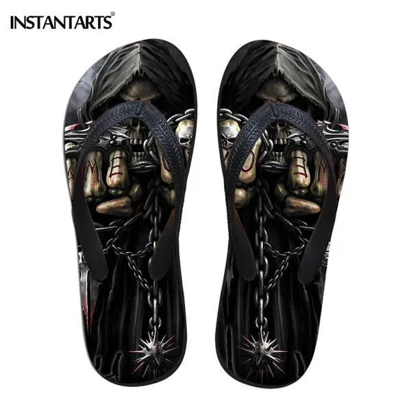 Men's Beach Skull Flip Flops Soft Non-Slip Summer Slippers Punk Hip Hop Sandals for Men & Boys