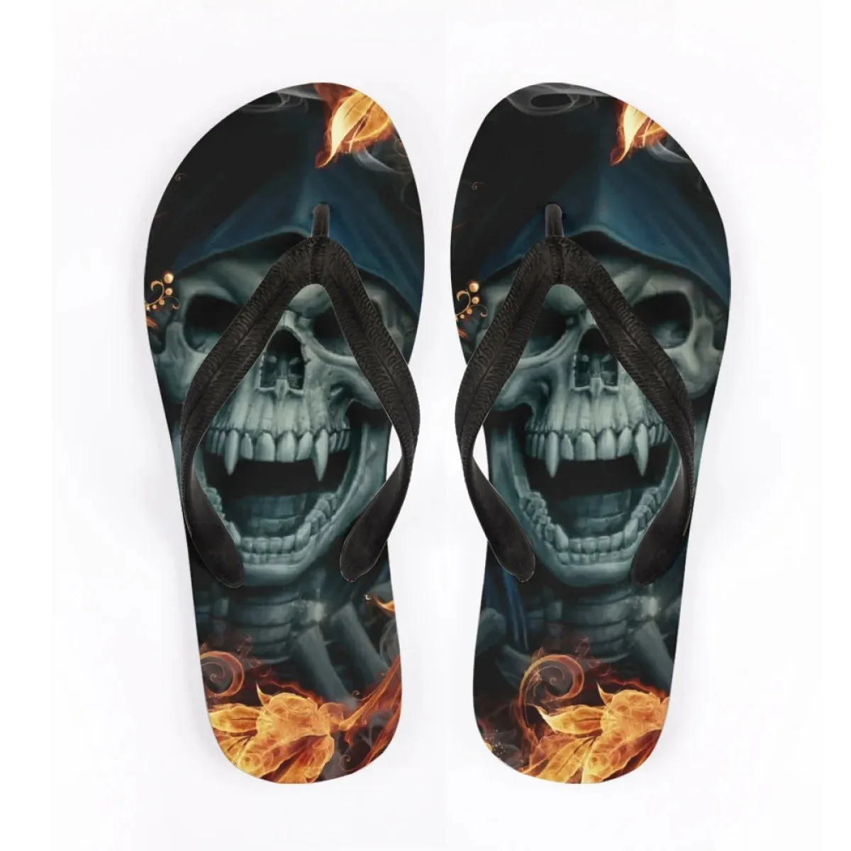 Men's Beach Skull Flip Flops Soft Non-Slip Summer Slippers Punk Hip Hop Sandals for Men & Boys