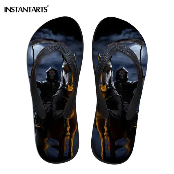 Men's Beach Skull Flip Flops Soft Non-Slip Summer Slippers Punk Hip Hop Sandals for Men & Boys