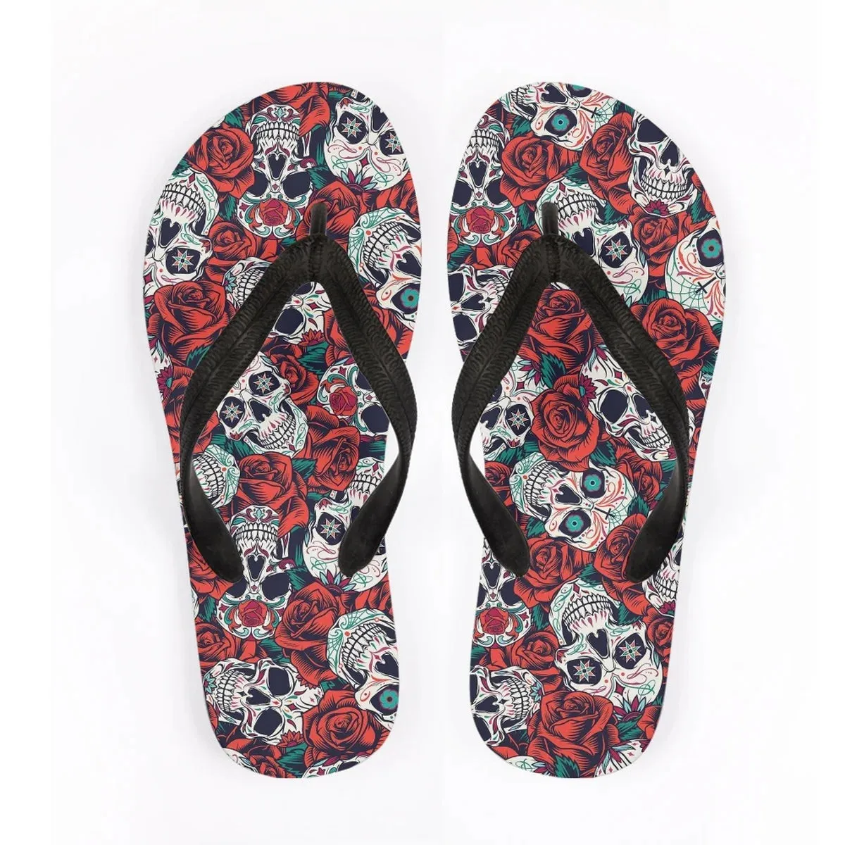 Men's Beach Skull Flip Flops Soft Non-Slip Summer Slippers Punk Hip Hop Sandals for Men & Boys
