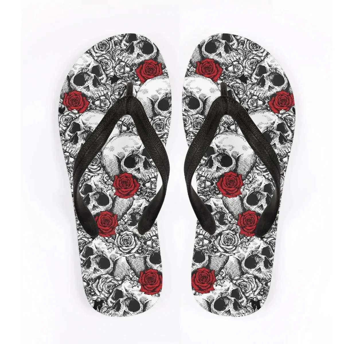 Men's Beach Skull Flip Flops Soft Non-Slip Summer Slippers Punk Hip Hop Sandals for Men & Boys