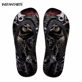 Men's Beach Skull Flip Flops Soft Non-Slip Summer Slippers Punk Hip Hop Sandals for Men & Boys