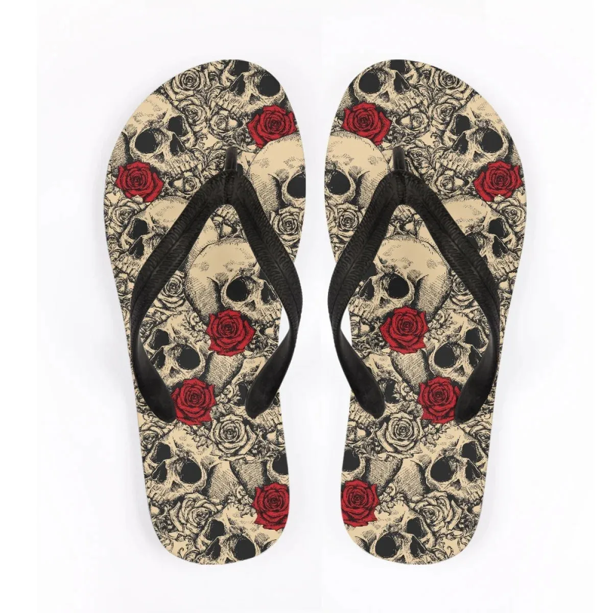 Men's Beach Skull Flip Flops Soft Non-Slip Summer Slippers Punk Hip Hop Sandals for Men & Boys