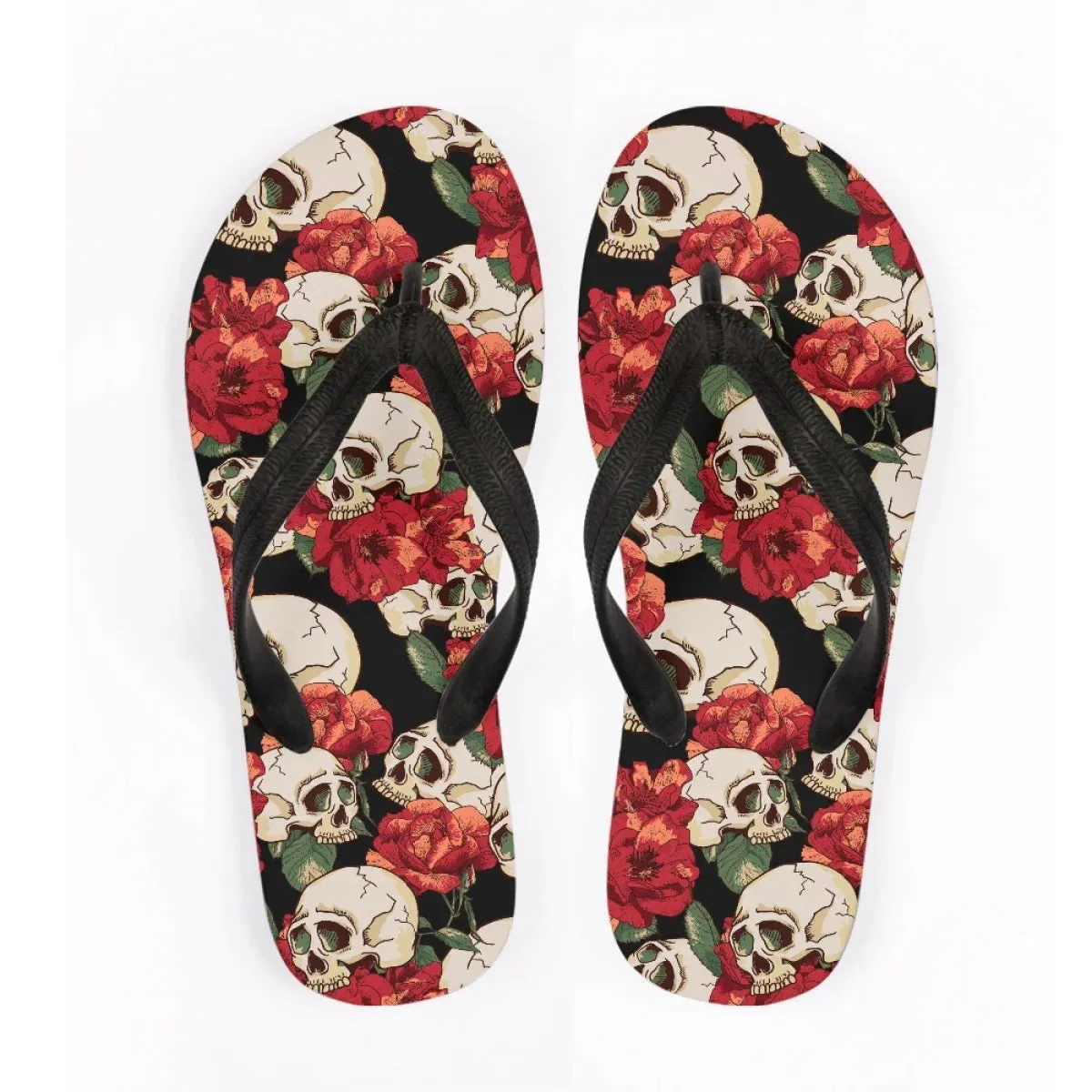 Men's Beach Skull Flip Flops Soft Non-Slip Summer Slippers Punk Hip Hop Sandals for Men & Boys