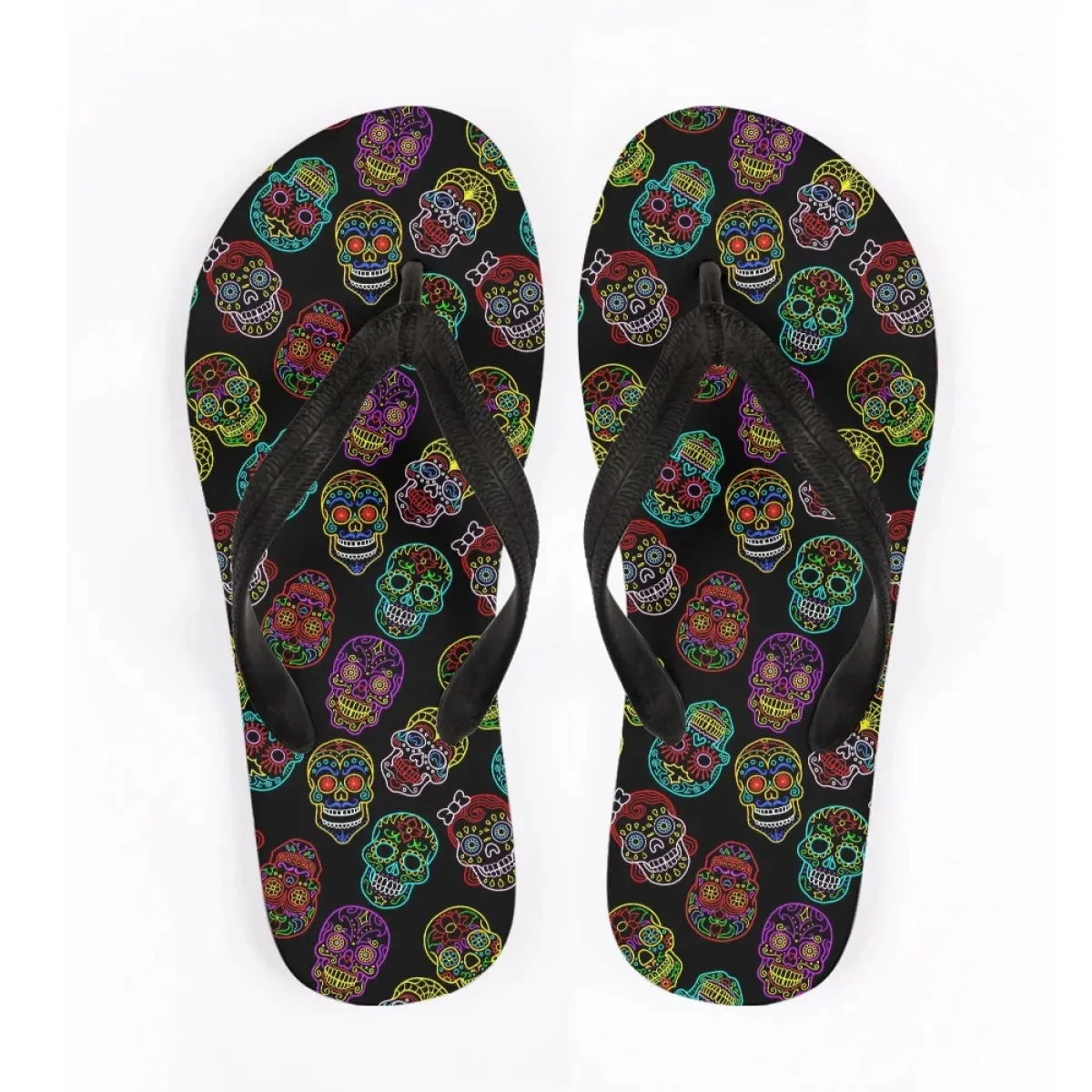 Men's Beach Skull Flip Flops Soft Non-Slip Summer Slippers Punk Hip Hop Sandals for Men & Boys