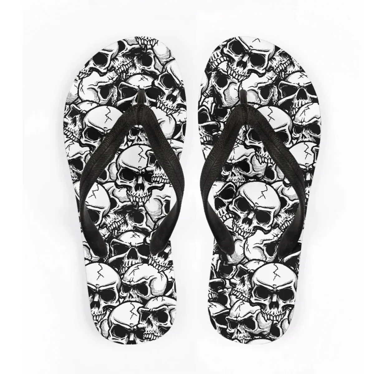 Men's Beach Skull Flip Flops Soft Non-Slip Summer Slippers Punk Hip Hop Sandals for Men & Boys